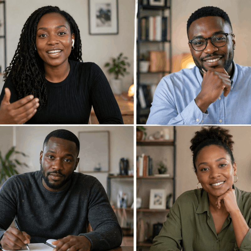Inner Circle members on a live group Zoom session — engaged African professionals in a monthly virtual career session
